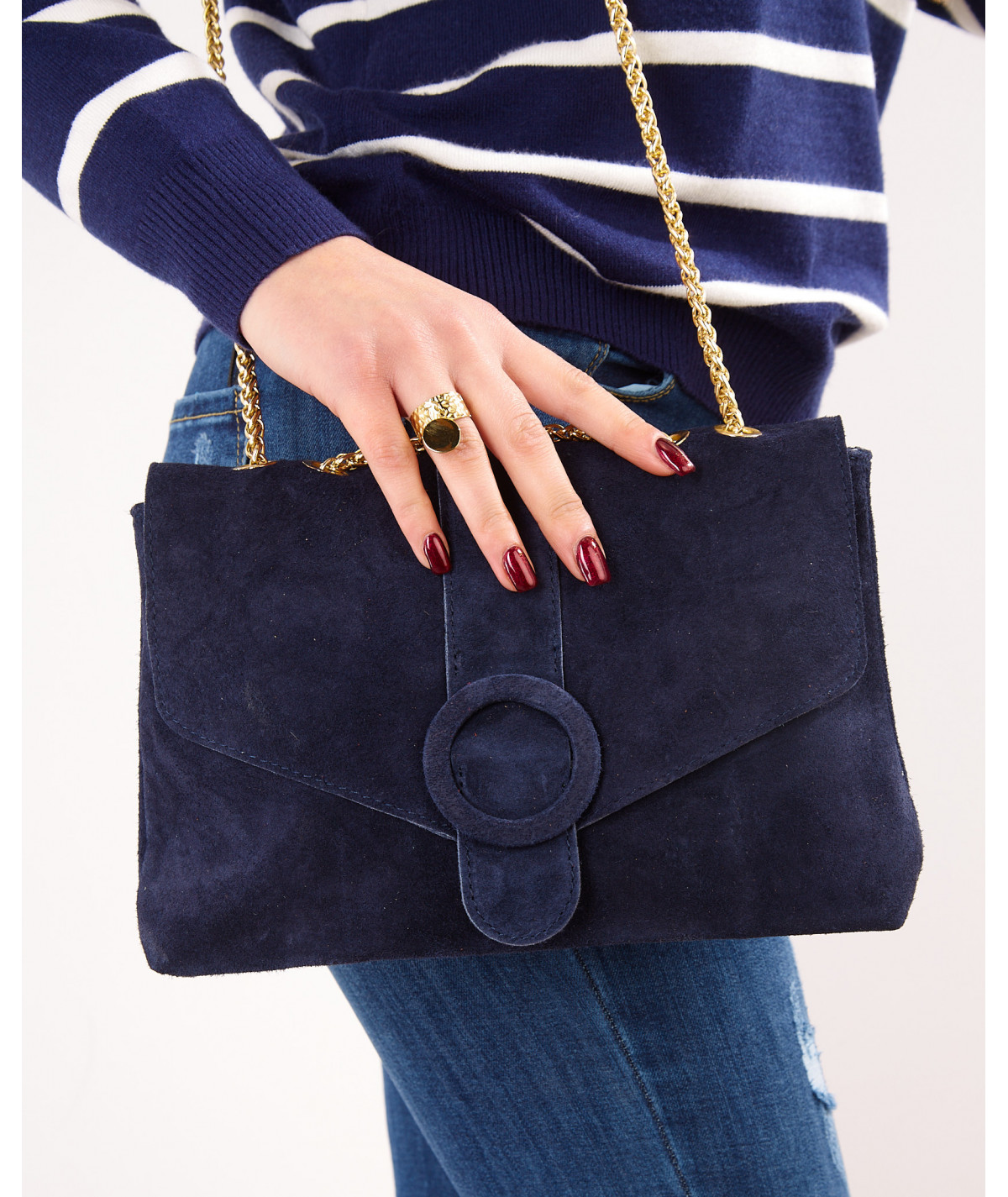 sac cuir marine