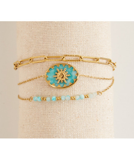 bracelet doré turquoise