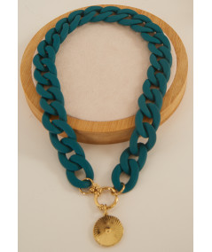 collier maille bleu canard