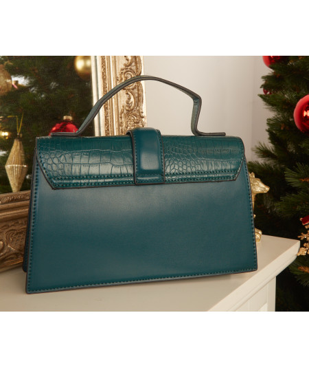 sac effet crocodile vert sapin