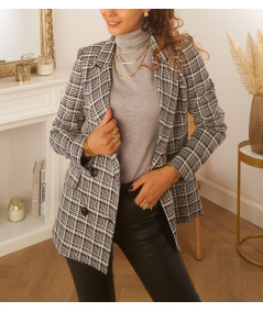 black and grey checked jacket