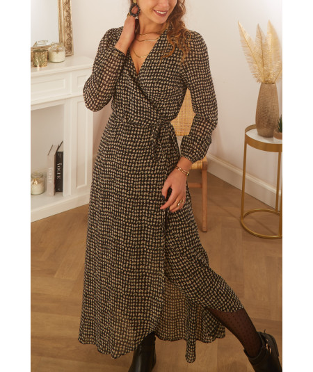 robe longue noire motif