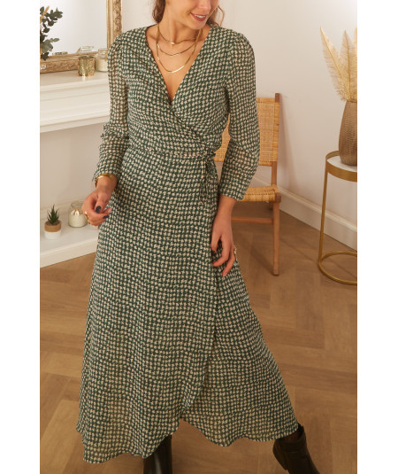 robe longue verte motif