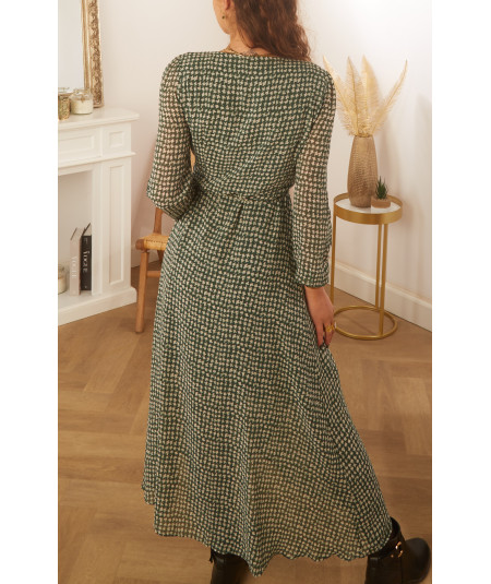 robe longue verte motif