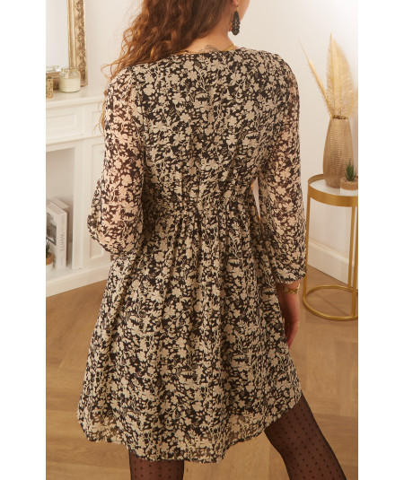 robe noire motif beige