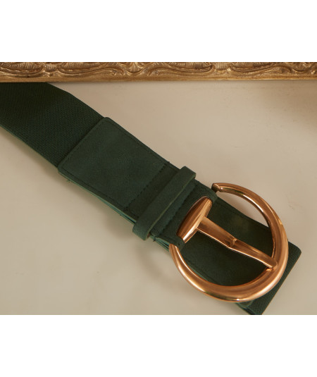 fir green belt with gold buckle