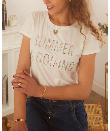 tee-shirt blanc summer is comming
