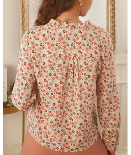 chemise rose fleurie