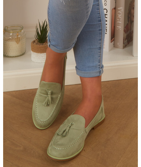 water green loafers