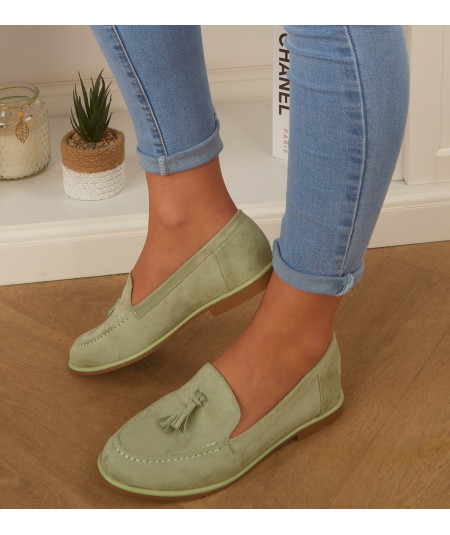 water green loafers