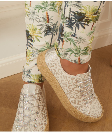 white espadrilles with grey leopard print