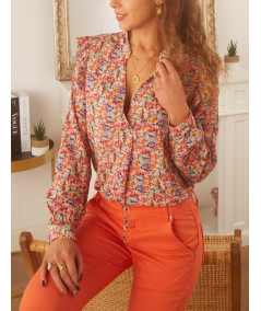 blouse orange imprimé