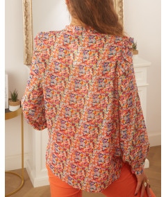 blouse orange imprimé