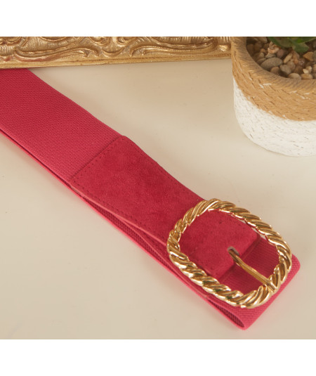 fushia belt with gold buckle