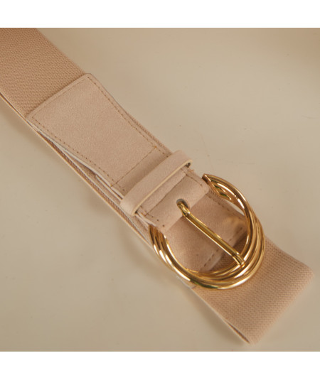 beige belt gold buckle