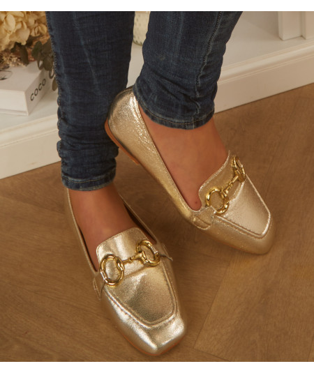 gold moccasins