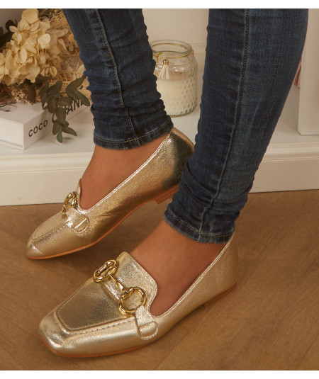 gold moccasins