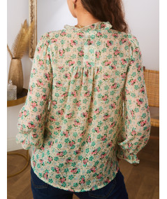 blouse verte fleurie