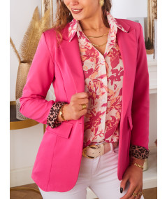 blazer fushia ourlet léopard