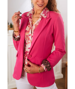 blazer fushia ourlet léopard