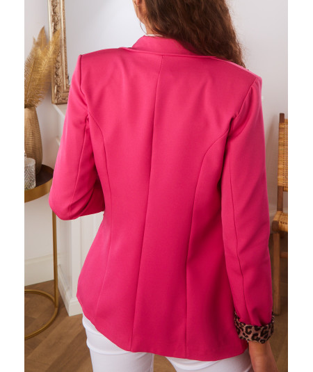 blazer fushia ourlet léopard