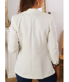 blazer blanc ourlet léopard