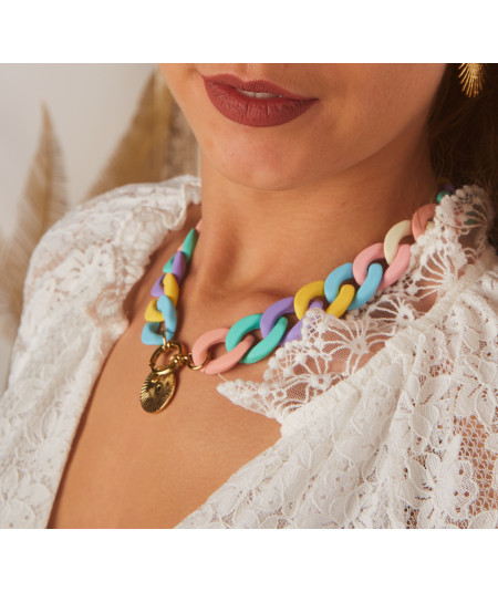 collier maille multicolore