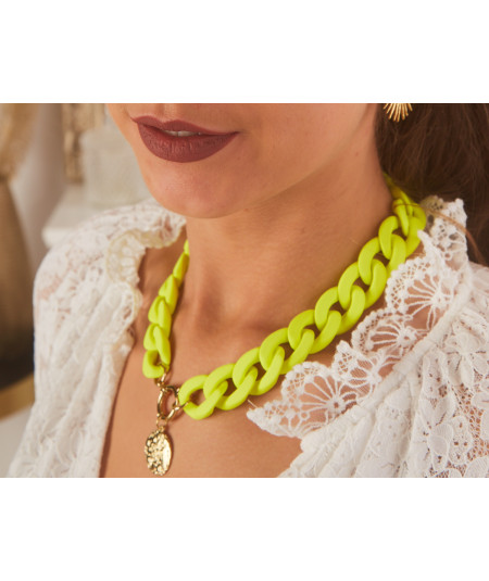 collier maille jaune