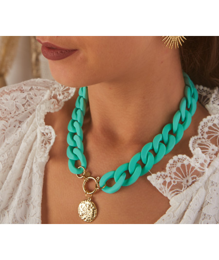 collier maille turquoise