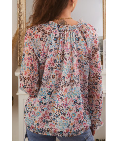 chemise rose motif léopard