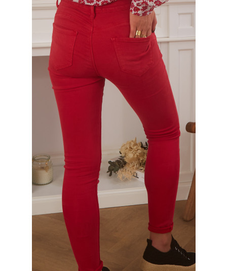 red cotton jeans
