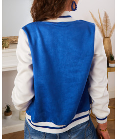 bombers azules de estilo universitario