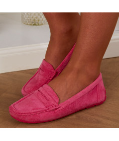 mocasín de terciopelo rosa