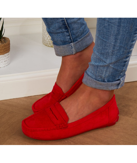 mocassin velours rouge