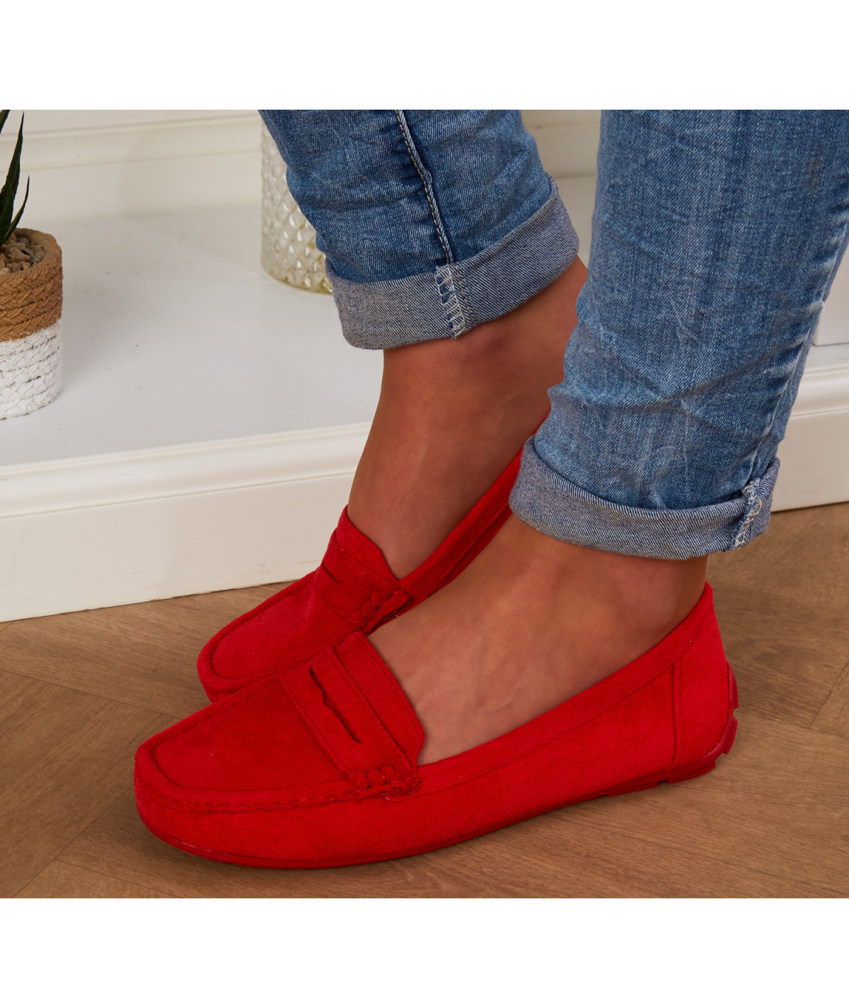 red velvet moccasin