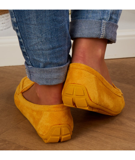 mocassin velours moutarde