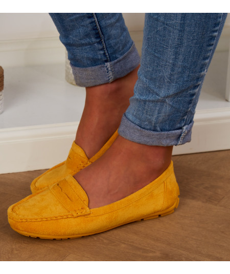 mustard velvet loafer