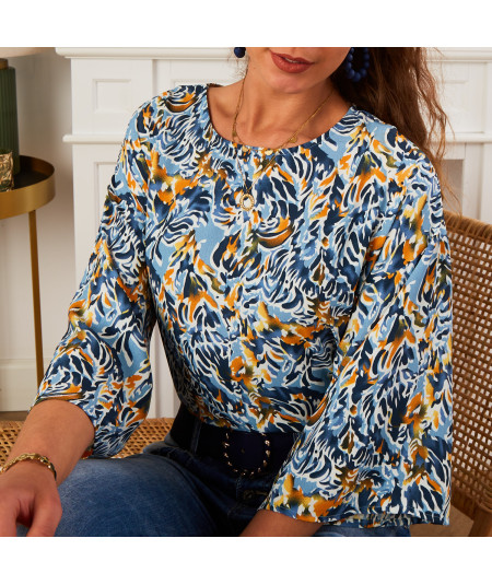 blouse bleu motif