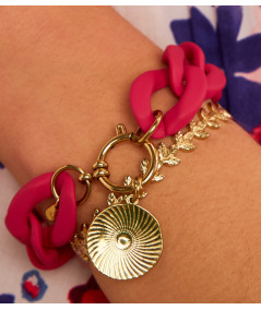 bracelet maille fushia