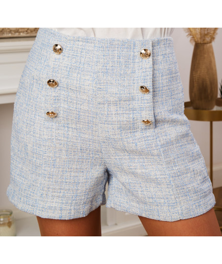 short bouton bleu chiné