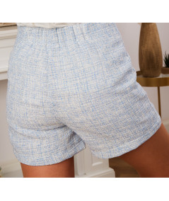 light blue button shorts