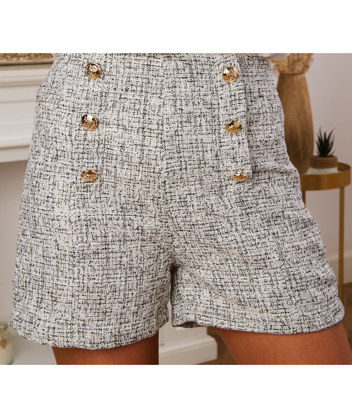 short bouton noir chiné