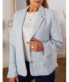 veste bleue chiné style tweed