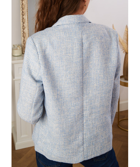 veste bleue chiné style tweed