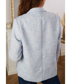 chaqueta de tweed azul