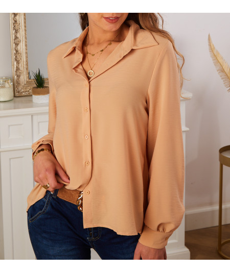 chemise beige arrière plissé