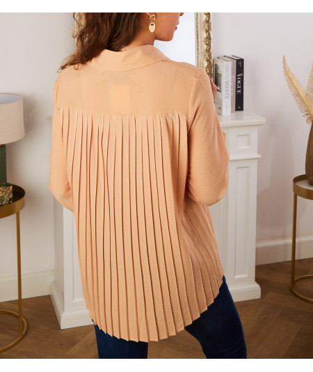 chemise beige arrière plissé