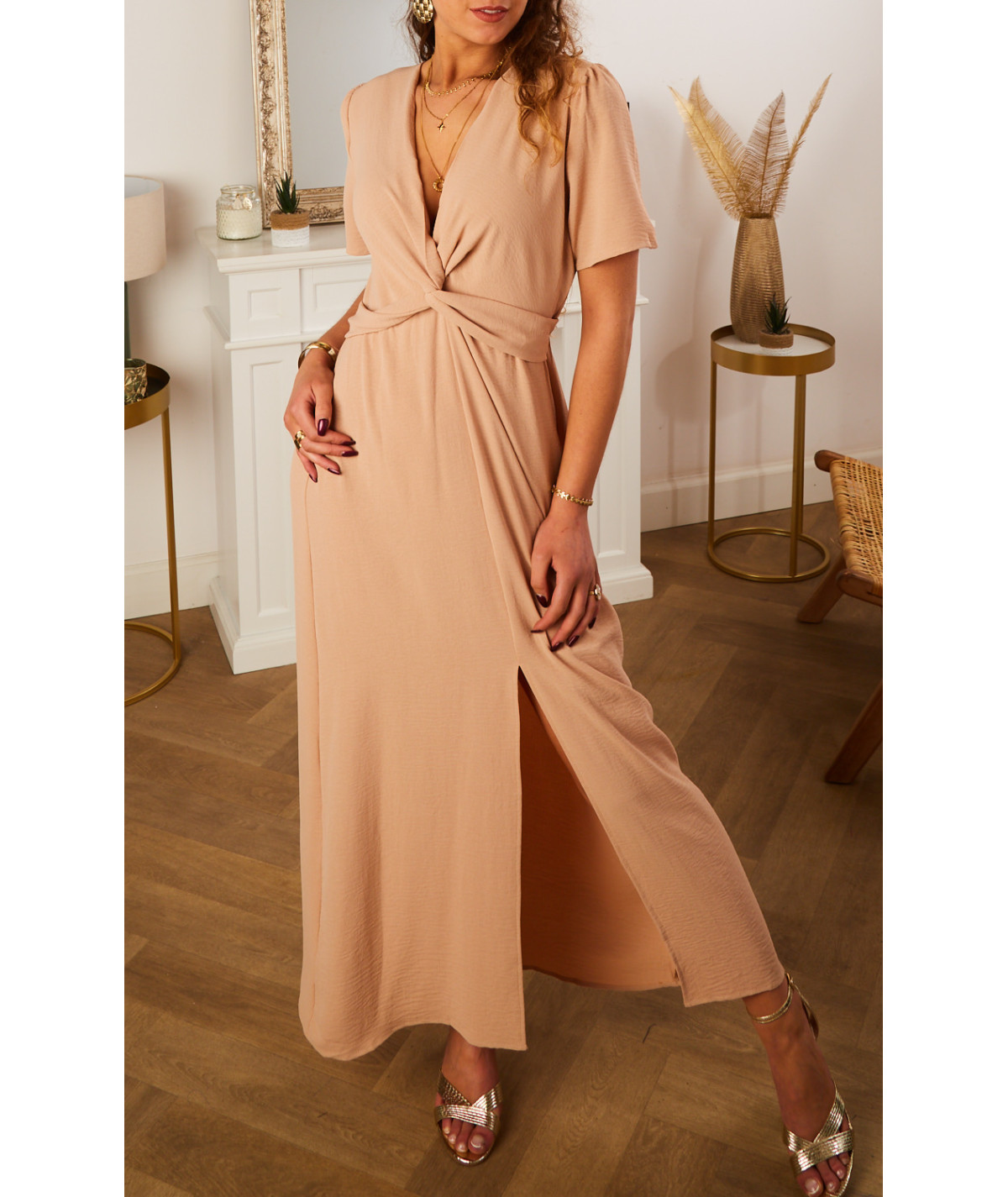 robe longue beige