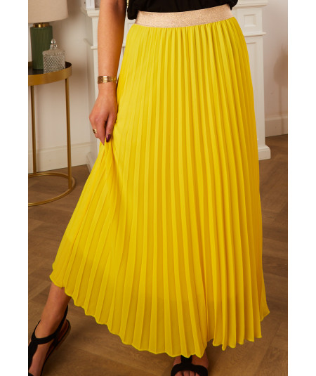 falda larga plisada amarilla