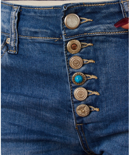 jean shorts with button closure